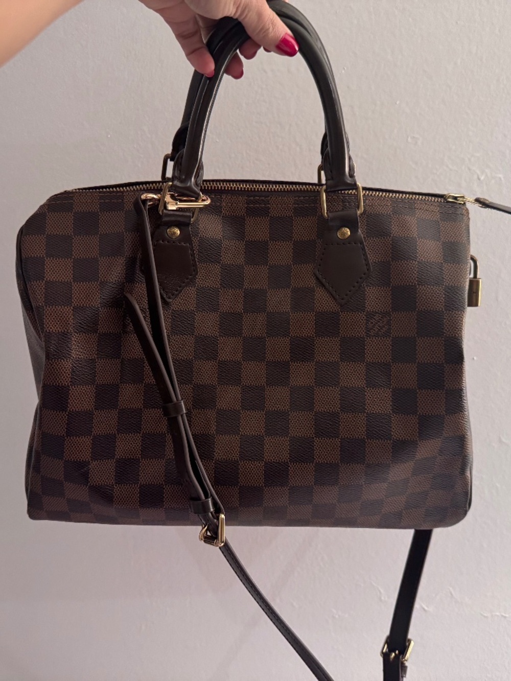 Brown Checkered Women's Satchel Handbag